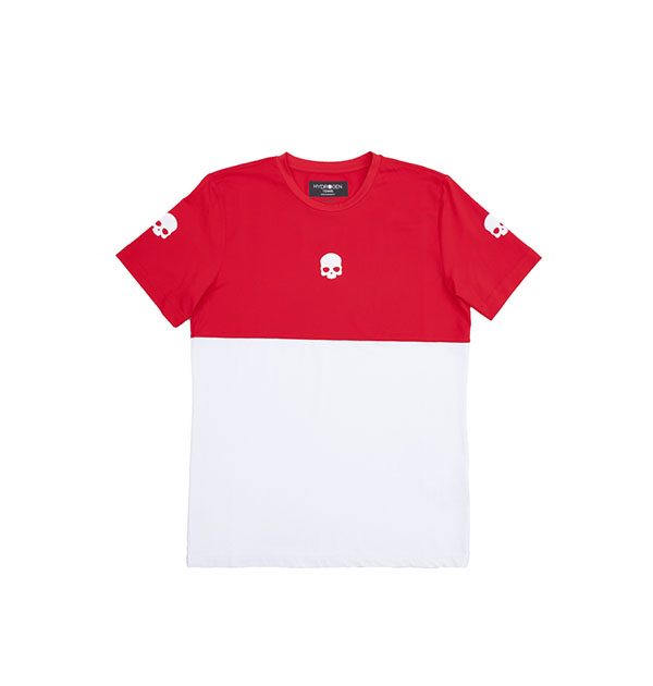 tech t shirt italia blanco-rojo