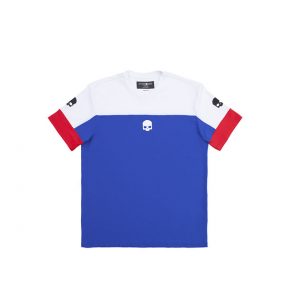 tech t shirt azul y blanco